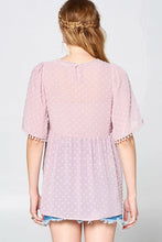 Load image into Gallery viewer, This Detailed Lace Trimmed Bubble Chiffon Blouse