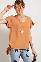 Load image into Gallery viewer, V Neckline Wing Sleeves Woven Top