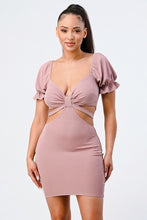 Load image into Gallery viewer, Lux Side Cutout W/ Back Tie Detail Bodycon Dress