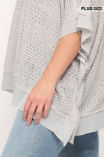 Load image into Gallery viewer, Light Knit And Woven Mixed Boxy Top With Poncho Sleeve