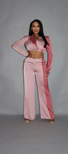 Load image into Gallery viewer, Colorblock Crop Blazer With Matching Low Rise Wide Leg Pant Set With Pockets