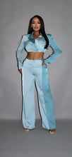 Load image into Gallery viewer, Colorblock Crop Blazer With Matching Low Rise Wide Leg Pant Set With Pockets