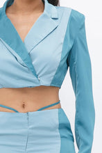 Load image into Gallery viewer, Colorblock Crop Blazer With Matching Low Rise Wide Leg Pant Set With Pockets