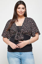 Load image into Gallery viewer, Plus Size Ditsy Floral Print Cropped Bolero Cardigan