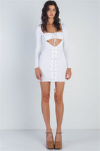 Load image into Gallery viewer, Knit Cut-out Bustier Top Lace Down Detail Mini Dress