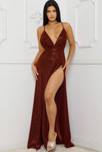 Load image into Gallery viewer, Glitter Fabric Sweetheart Surplice Maxi Dress