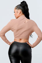 Load image into Gallery viewer, Lux Sweater Rib Cutout Mock Neck Crop Top