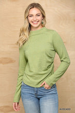 Load image into Gallery viewer, Solid And Cozy Soft Knit Mock Neck Top With Side Ruched Detail