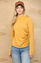 Load image into Gallery viewer, Solid And Cozy Soft Knit Mock Neck Top With Side Ruched Detail