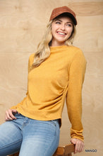 Load image into Gallery viewer, Solid And Cozy Soft Knit Mock Neck Top With Side Ruched Detail