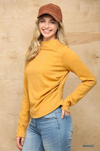 Load image into Gallery viewer, Solid And Cozy Soft Knit Mock Neck Top With Side Ruched Detail