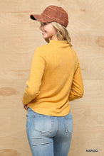 Load image into Gallery viewer, Solid And Cozy Soft Knit Mock Neck Top With Side Ruched Detail