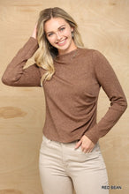 Load image into Gallery viewer, Solid And Cozy Soft Knit Mock Neck Top With Side Ruched Detail