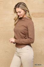 Load image into Gallery viewer, Solid And Cozy Soft Knit Mock Neck Top With Side Ruched Detail