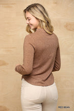 Load image into Gallery viewer, Solid And Cozy Soft Knit Mock Neck Top With Side Ruched Detail