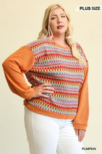 Load image into Gallery viewer, Novelty Knit And Solid Knit Mixed Loose Top With Drop Down Shoulder