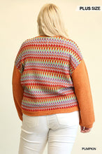 Load image into Gallery viewer, Novelty Knit And Solid Knit Mixed Loose Top With Drop Down Shoulder