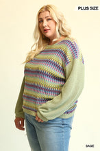 Load image into Gallery viewer, Novelty Knit And Solid Knit Mixed Loose Top With Drop Down Shoulder