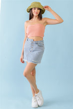 Load image into Gallery viewer, Dusty Peach Knit Strapless Crop Top