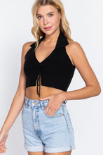 Load image into Gallery viewer, Halter Ruched Crop Sweater Knit Top