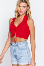 Load image into Gallery viewer, Halter Ruched Crop Sweater Knit Top