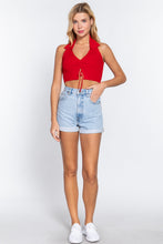 Load image into Gallery viewer, Halter Ruched Crop Sweater Knit Top