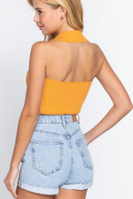 Load image into Gallery viewer, Halter Ruched Crop Sweater Knit Top