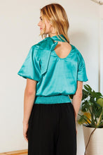 Load image into Gallery viewer, Waist Smocked Solid Satin Blouse