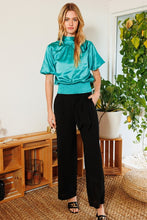 Load image into Gallery viewer, Waist Smocked Solid Satin Blouse