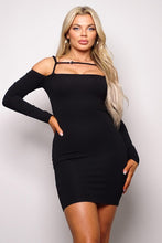 Load image into Gallery viewer, Long Sleeve Cuff Front Strap Mini Dress