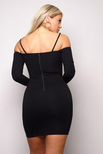 Load image into Gallery viewer, Long Sleeve Cuff Front Strap Mini Dress