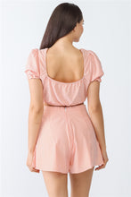 Load image into Gallery viewer, White &amp; Orange Stripe Print Self-tie Short Sleeve Crop Top &amp; High Waist Shorts Set