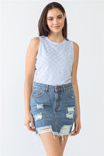Load image into Gallery viewer, Baby Blue Chess Cage Print Cotton Blend Sleeveless Bodysuit