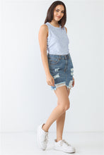 Load image into Gallery viewer, Baby Blue Chess Cage Print Cotton Blend Sleeveless Bodysuit
