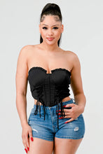 Load image into Gallery viewer, Luxe sweetheart ruffled drawstring lace bustier top
