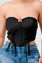 Load image into Gallery viewer, Luxe sweetheart ruffled drawstring lace bustier top