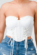 Load image into Gallery viewer, Luxe sweetheart ruffled drawstring lace bustier top