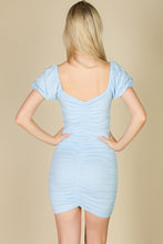 Load image into Gallery viewer, Front Lace Up Ruched Mini Dress