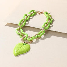 Load image into Gallery viewer, Chunky Color Acrylic Leaf Pendant Necklace