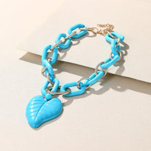Load image into Gallery viewer, Chunky Color Acrylic Leaf Pendant Necklace