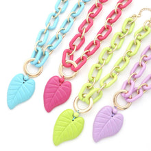 Load image into Gallery viewer, Chunky Color Acrylic Leaf Pendant Necklace