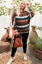 Load image into Gallery viewer, Boat Neck Long Bubble Sleeve Multi Stripe Print Knit Top