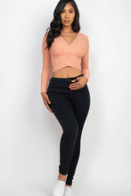 Load image into Gallery viewer, Ribbed Wrap Front Long Sleeve Top